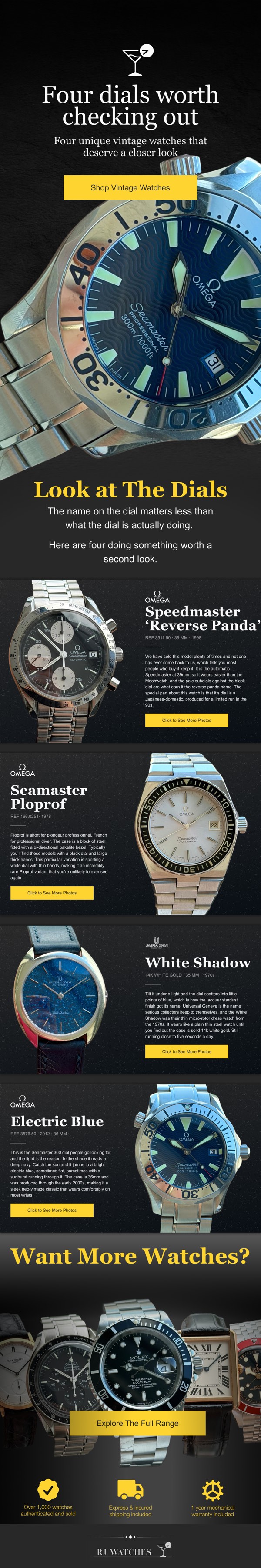 RJ Watches campaign: 4 Cool Dials